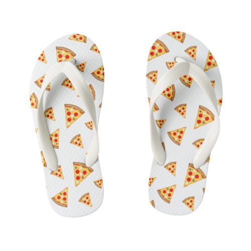 Cool and fun pizza slices pattern white kids flip flops