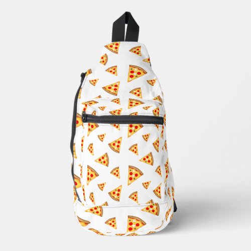 Cool and fun pizza slices pattern white sling bag