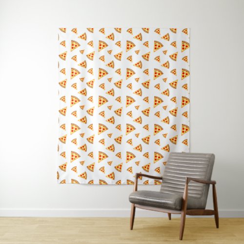 Cool and fun pizza slices pattern white Wall Tapestry