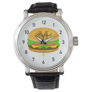 Cool and fun yummy burger Monogram and numbers  Watch