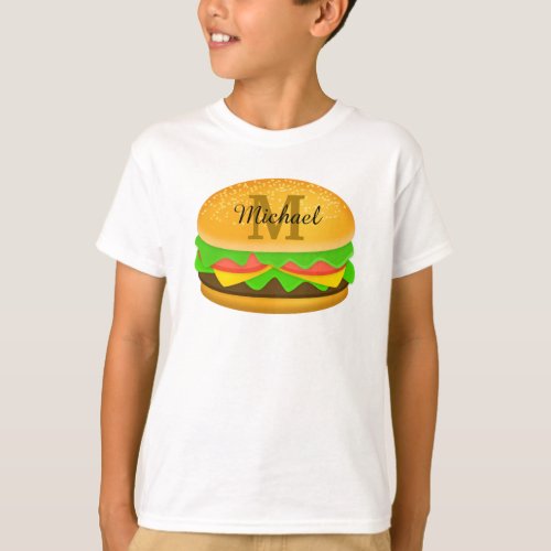 Cool and fun yummy burger Monogram T_Shirt
