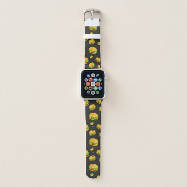 Cool and fun yummy burger pattern apple watch band (Front)