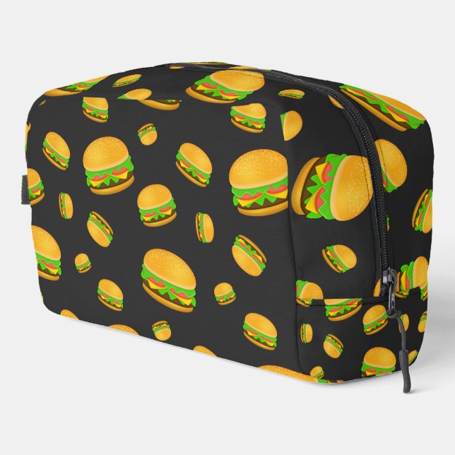 Cool and fun yummy burger pattern dark gray dopp kit (Right Corner)