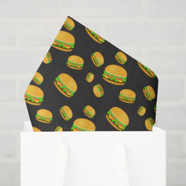 Cool and fun yummy burger pattern dark gray tissue paper (Gift Bag)
