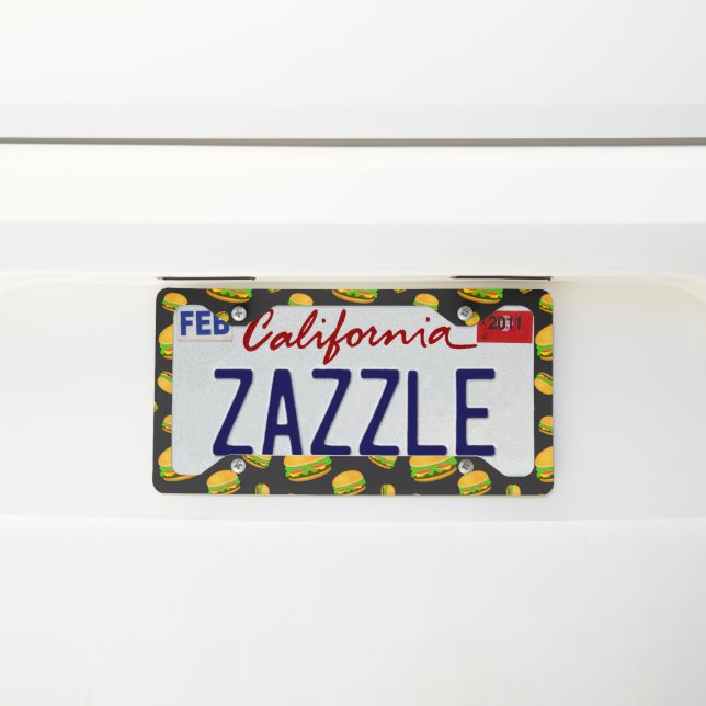 Cool and fun yummy burger pattern license plate frame (On Car)