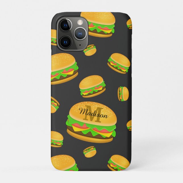 Cool and fun yummy burger pattern Monogram Case-Mate iPhone Case (Back)