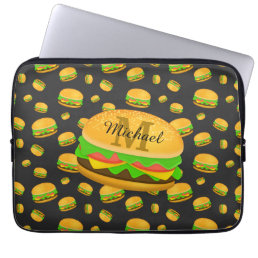 Cool and fun yummy burger pattern Monogram Laptop Sleeve