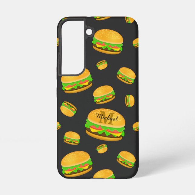 Cool and fun yummy burger pattern Monogram Samsung Galaxy Case (Back)