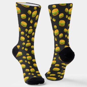 Cool and fun yummy burger pattern socks