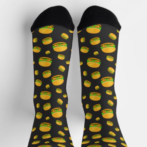 Cool and fun yummy burger pattern socks