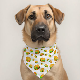 Cool and fun yummy burger pattern white pet bandana collar