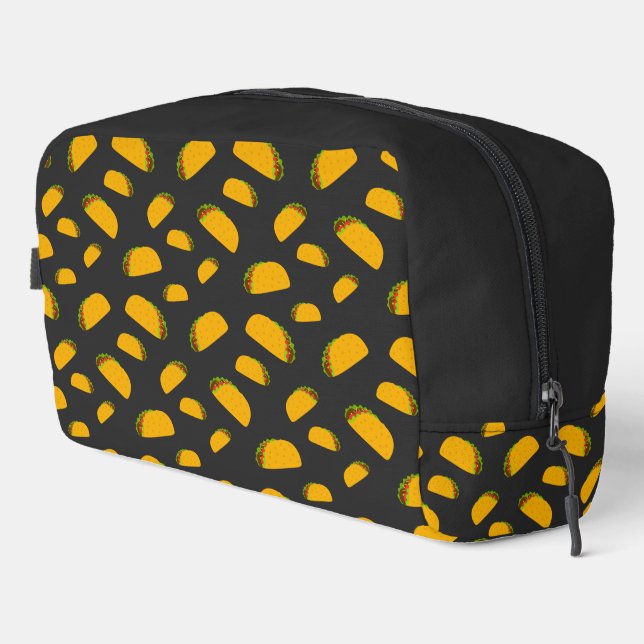 Cool and fun yummy taco pattern dark gray dopp kit (Right Corner)