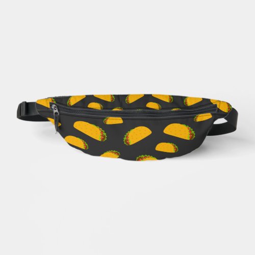 Cool and fun yummy taco pattern dark gray fanny pack
