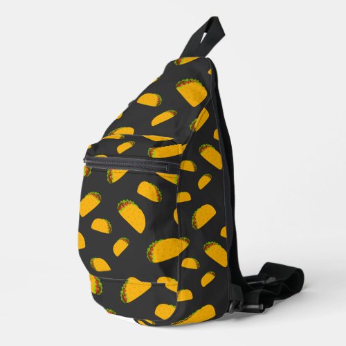 Cool and fun yummy taco pattern dark gray sling bag