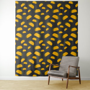 Cool and fun yummy taco pattern dark gray Wall Tapestry