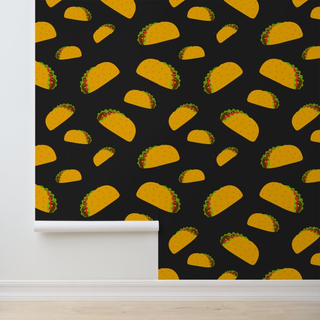 Cool and fun yummy taco pattern dark gray wallpaper  (Application)