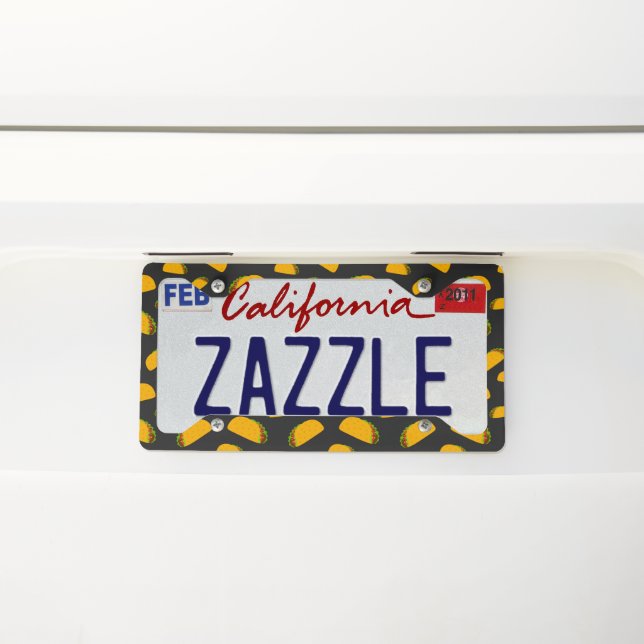 Cool and fun yummy taco pattern license plate frame (On Car)