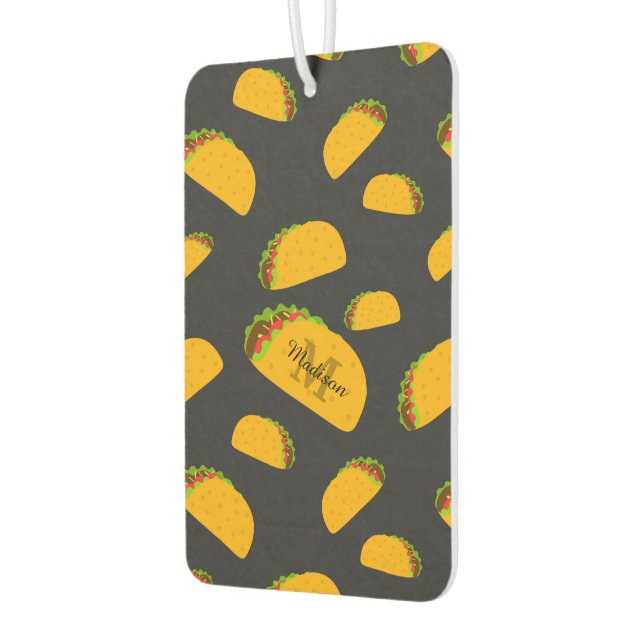 Cool and fun yummy taco pattern Monogram Air Freshener (Left)
