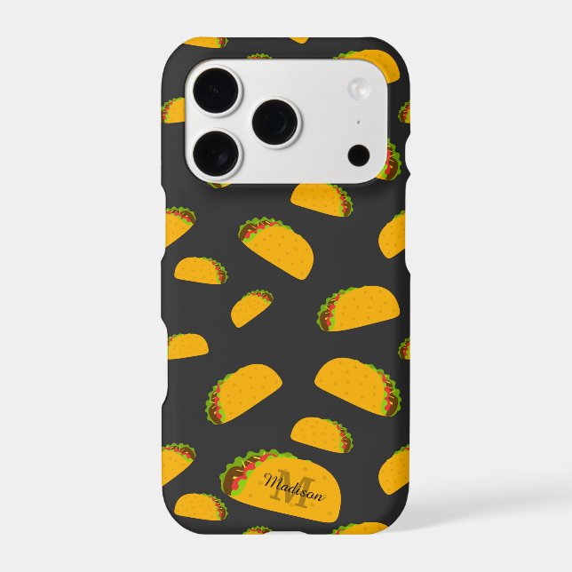 Cool and fun yummy taco pattern Monogram Iphone Case (Back)
