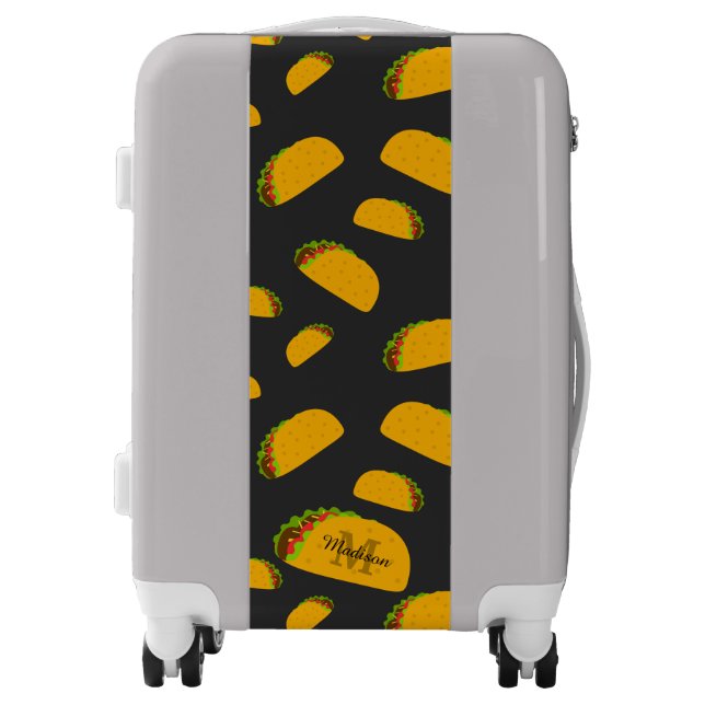 Cool and fun yummy taco pattern Monogram Luggage (Front)