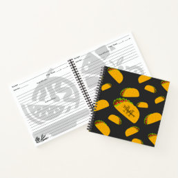 Cool and fun yummy taco pattern Monogram Notebook