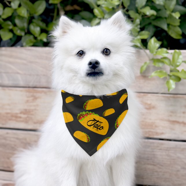 Cool and fun yummy taco pattern Monogram Pet Bandana Collar (Dog)