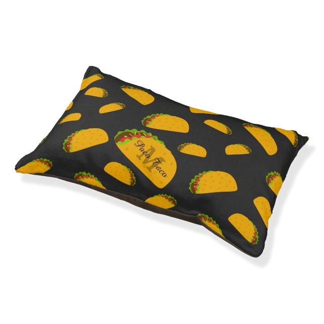 Cool and fun yummy taco pattern Monogram Pet Bed (Angled)