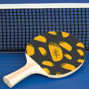 Cool and fun yummy taco pattern Monogram Ping Pong Paddle