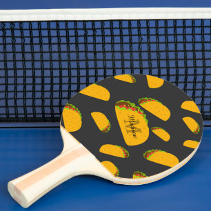 Cool and fun yummy taco pattern Monogram Ping Pong Paddle
