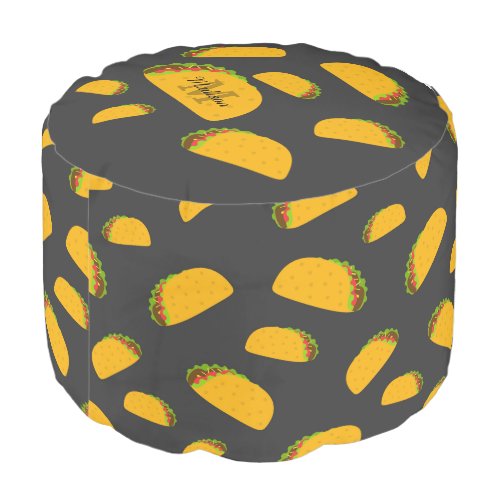 Cool and fun yummy taco pattern Monogram Pouf