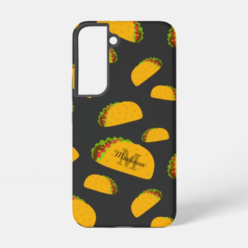 Cool and fun yummy taco pattern Monogram Samsung Galaxy S22 Case