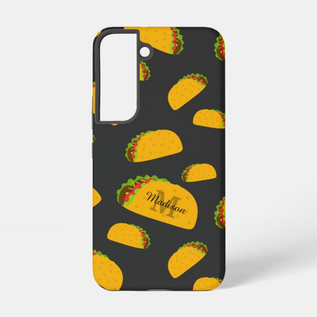 Cool and fun yummy taco pattern Monogram Samsung Galaxy Case (Back)
