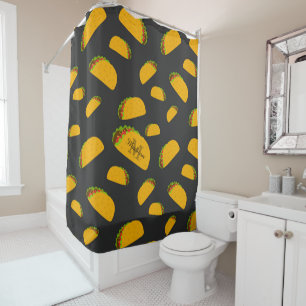 Cool and fun yummy taco pattern Monogram Shower Curtain