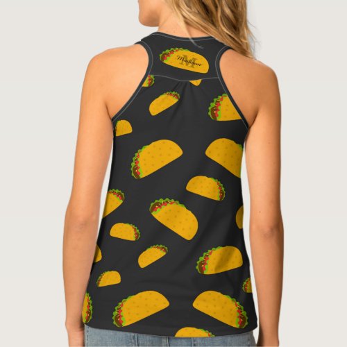 Cool and fun yummy taco pattern Monogram Tank Top