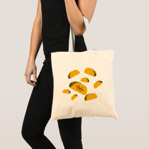 Cool and fun yummy taco pattern Monogram Tote Bag