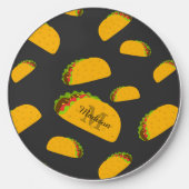 Cool and fun yummy taco pattern Monogram Wireless Charger (Front)