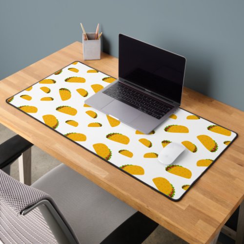Cool and fun yummy taco pattern on white desk mat