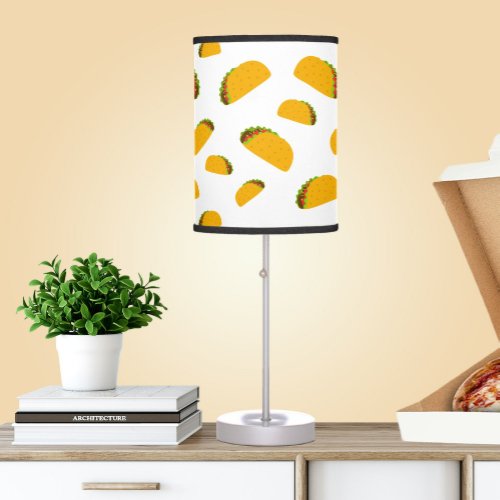 Cool and fun yummy taco pattern on white table lamp