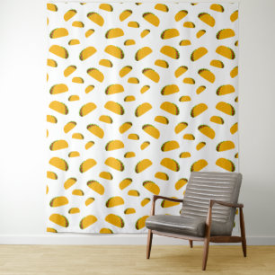 Cool and fun yummy taco pattern white Wall Tapestry