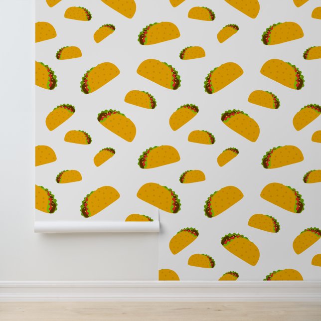 Cool and fun yummy taco pattern white wallpaper  (Application)