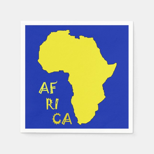 Cool and funky Yellow Africa Map Paper Napkin (Front)