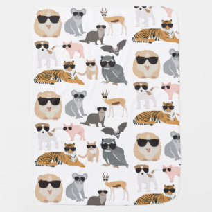 Cool and Funny Animals Wearing Sunglasses Baby Blanket