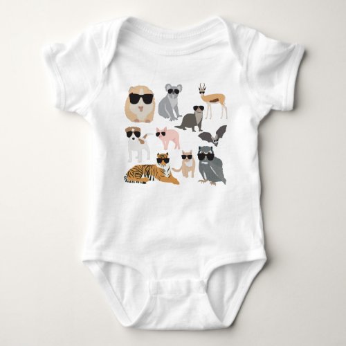 Cool and Funny Animals Wearing Sunglasses Baby Bodysuit