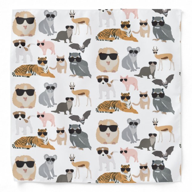 Cool and Funny Animals Wearing Sunglasses Bandana (Front)