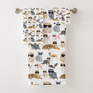 Cool and Funny Animals Wearing Sunglasses Bath Towel Set