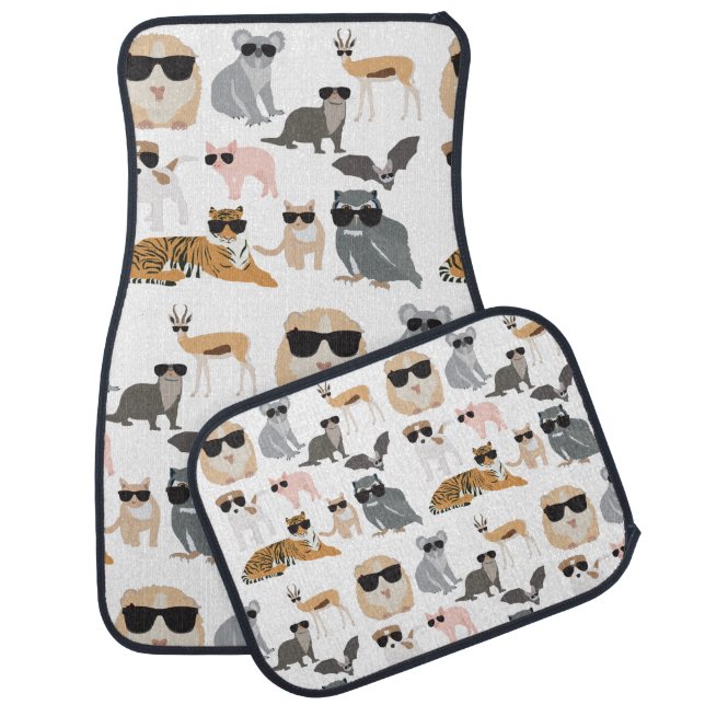 Cool and Funny Animals Wearing Sunglasses Car Floor Mat (Set)
