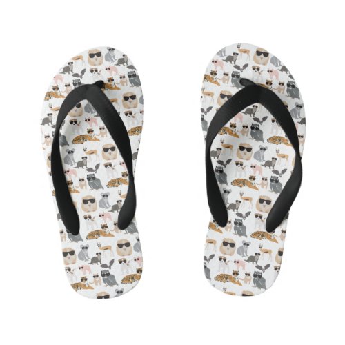 Cool and Funny Animals Wearing Sunglasses Kids Flip Flops