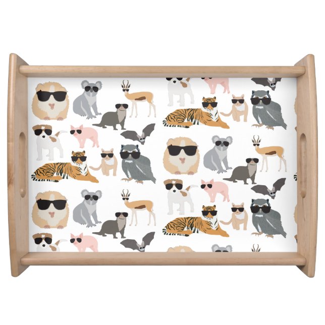 Cool and Funny Animals Wearing Sunglasses Serving Tray (Front)