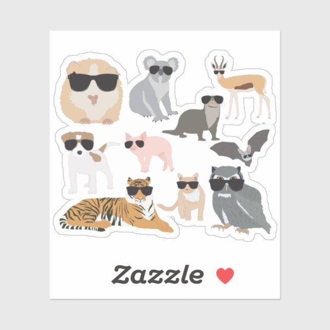 Cool and Funny Animals Wearing Sunglasses Sticker (Sheet)