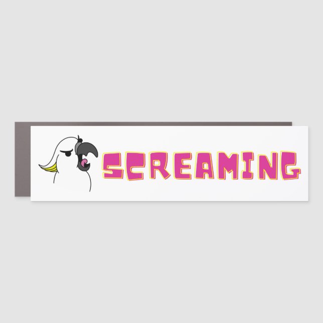 Cool and Funny Bird With Screaming Text Car Magnet (Front)